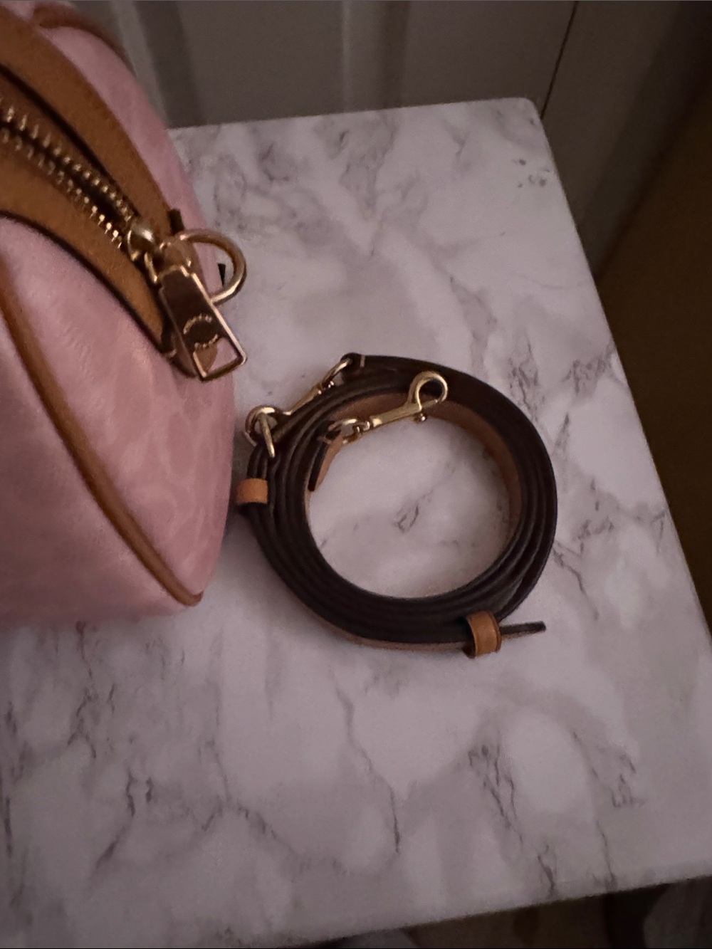 Coach Pink Leather Satchel with Tan Trim and Gold Hardware - Picture 6 of 12
